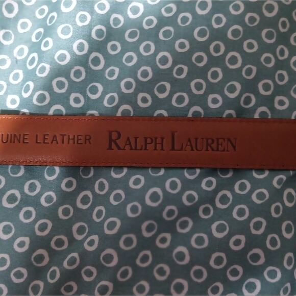 Ralph Lauren collection black leather skinny belt brass buckle small